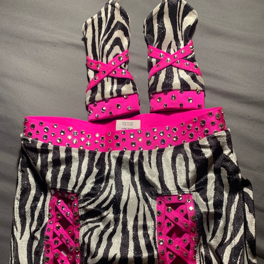 Zebra print and pink dance skirt and gloves